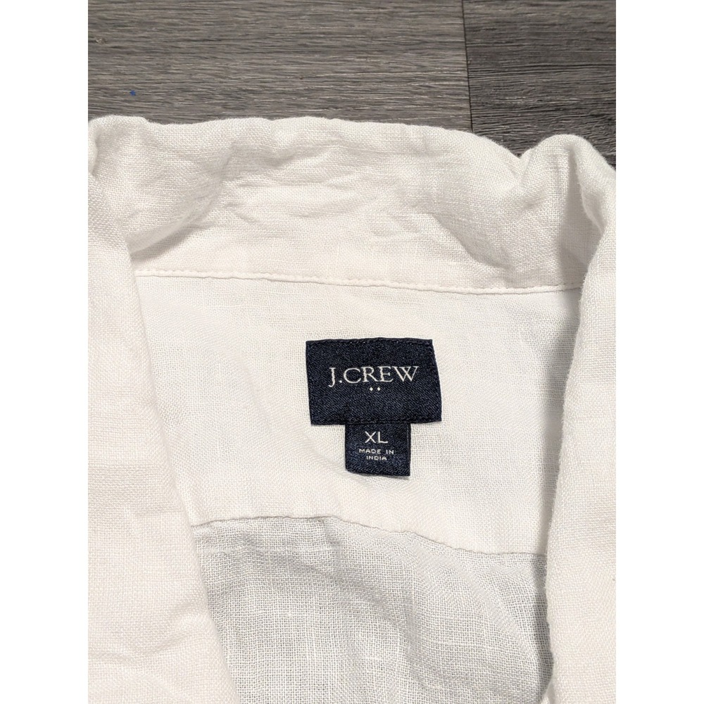 J.‎ Crew Men's White Linen Cotton Blend Button Down Short Sleeve Shirt Size XL - Picture 2 of 6
